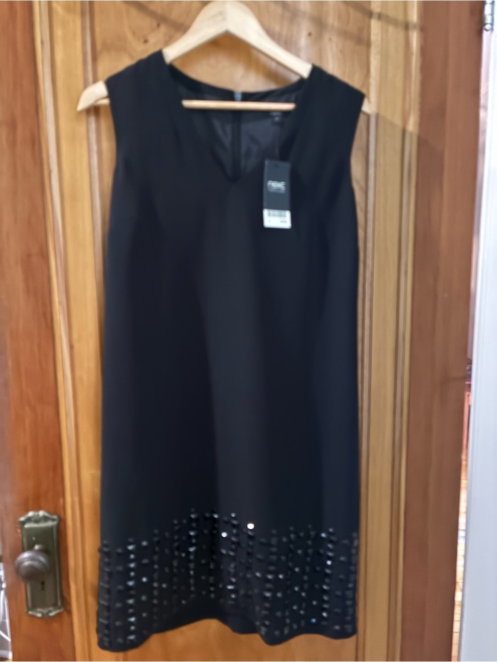 next Black Sleeveless Mini Dress with Hem Embellishments
